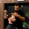 MEN ZONE master barber fading a beard line in Oshawa
