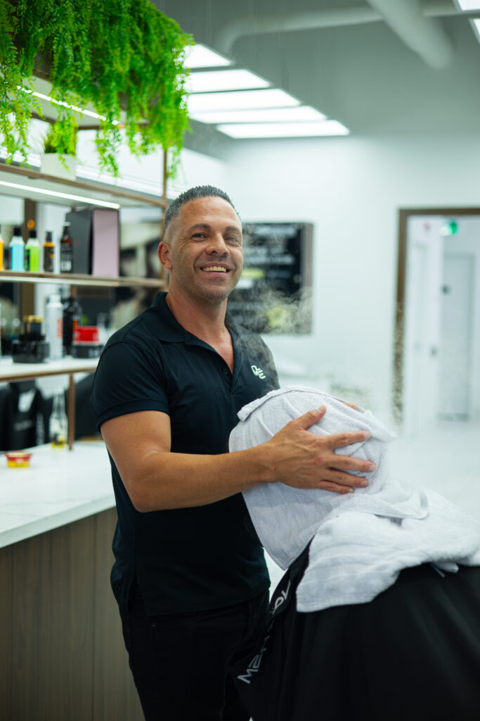 Hot towel shave in barbershop Vaughan